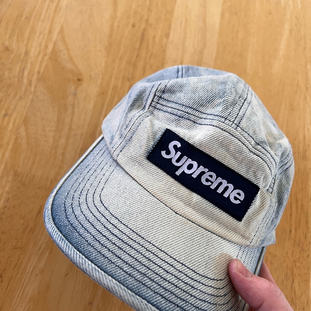 Supreme Light Denim Cap with Navy Logo Patch - Picture 6 of 6